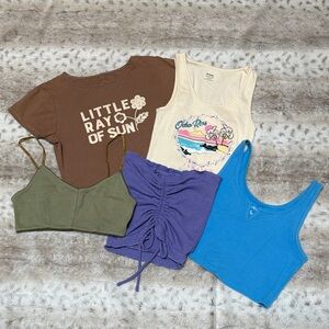 Colorful Tank, Tee & Tube Top set, Size XS/S
